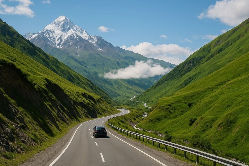 View from the road through the Caucasus Mountains